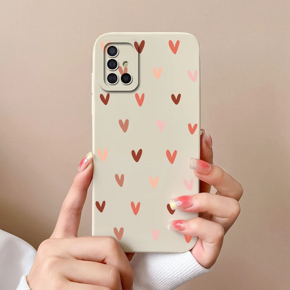 Fashion Love Heart Liquid Silicone Matte Back Cover with Screen Protector
