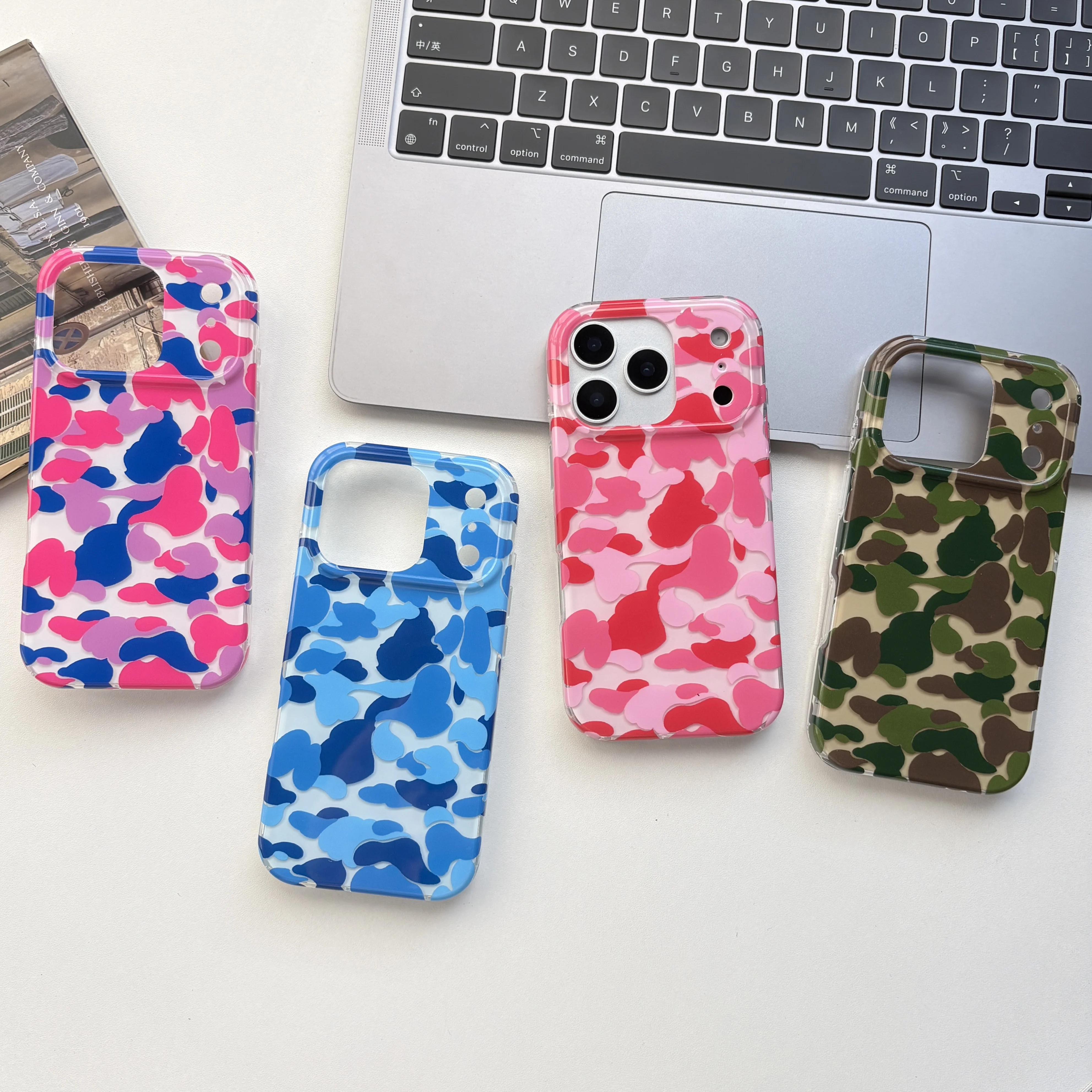 Fashionable Bright Four-Color Camouflage Pattern Glossy Protective Phone Case Suitable for iPhone 17 Pro 13 16 15 14 Pro Max 1