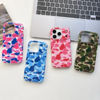 Fashionable Bright Four-Color Camouflage Pattern Glossy Protective Phone Case Suitable for iPhone 17 Pro 13 16 15 14 Pro Max 1