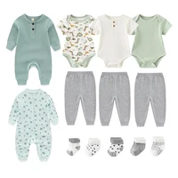 13 Pieces Unisex Newborn Baby Girl Clothes Sets 0-12M Cotton Baby Boy Clothes Jumpsuits+Pants+Socks Sets Autumn Cartoon 1