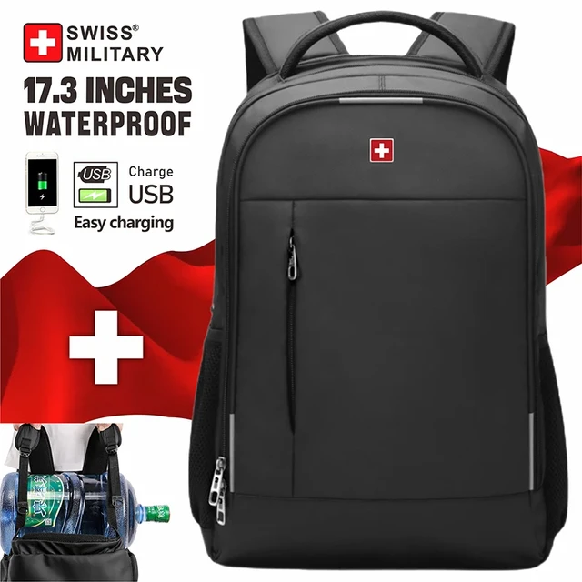 SWISS-mochila militar para ordenador portátil de 17 pulgadas para hombre,  morral de negocios a la moda, resistente al agua, con USB, bolsa de gran  capacidad - AliExpress