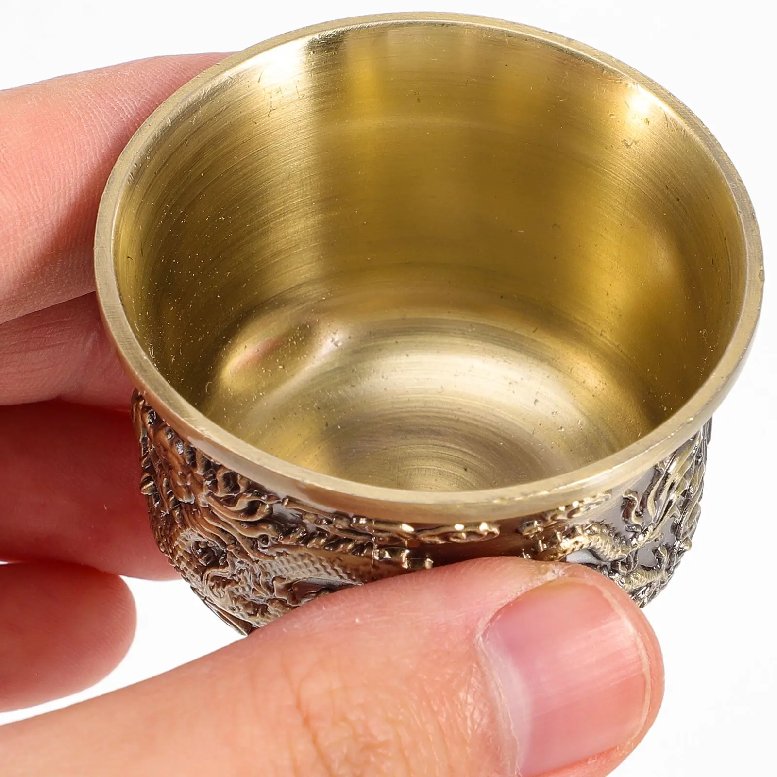 Zinc Alloy Bronze Dragon Phoenix Tea Cups Vintage Chinese Style Retro Teacup Reusable Drinkware Glass Kitchen Bar Home