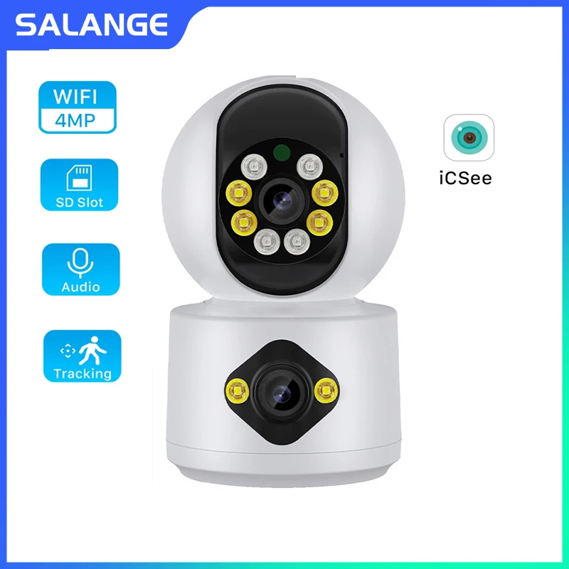 4MP Dual Lens WiFi Camera Two Screen Auto Tracking Ai Human Detection Indoor Home Security CCTV Video Surveillance Baby Monitor cctv camera tester ipc 1800cadh plus 4inch touch screen monitor support upt to 4k h 265 ip camera ahd tvi cvi