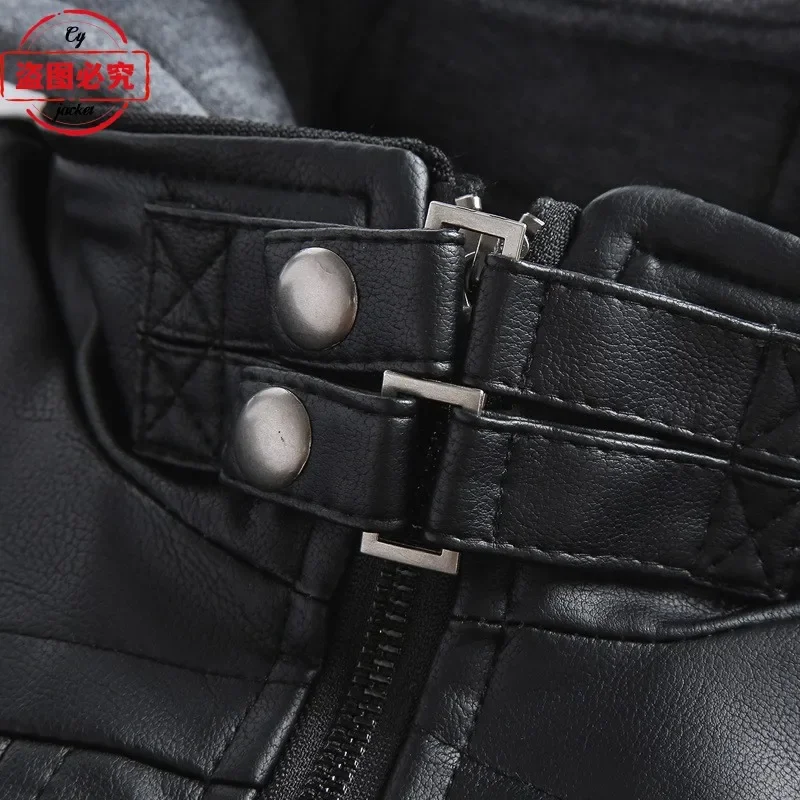 Hyundai N car LOGO retro washed pu leather jacket men's hooded clip Hyundai N team jersey 3