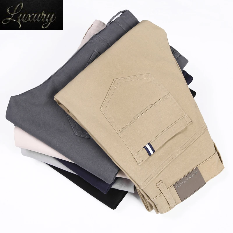 

Classic 6 Color Casual Pants Men Spring Autumn New Business Fashion Comfortable Stretch Cotton Elastic Straigh Jeans Trousers