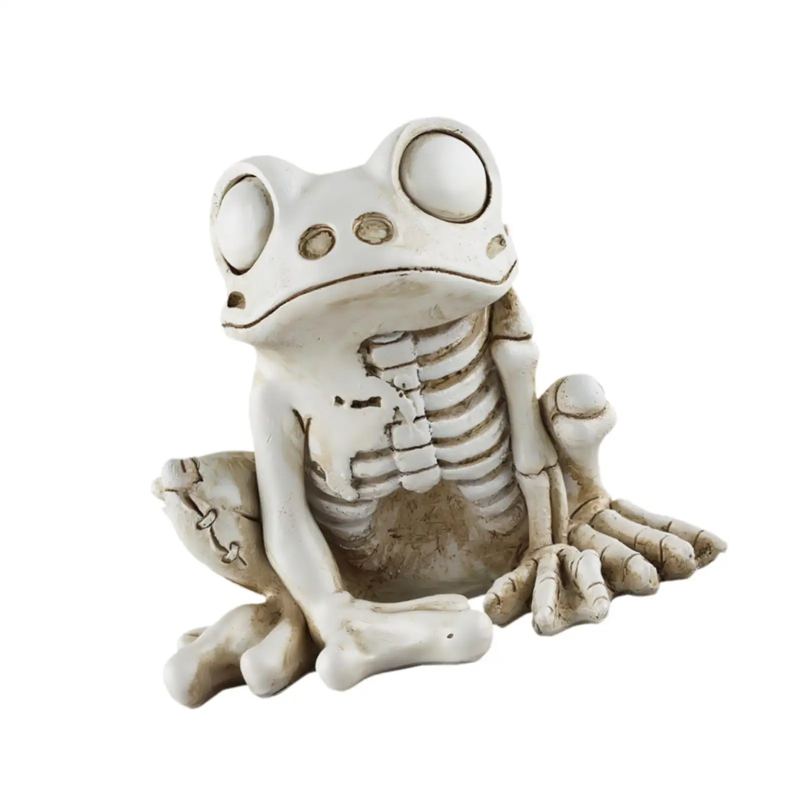 Frog Sculpture Halloween Gift Resin Animal Statue Desktop Ornament Frog Skeleton Decoration for Office Indoor Desk Patio Party