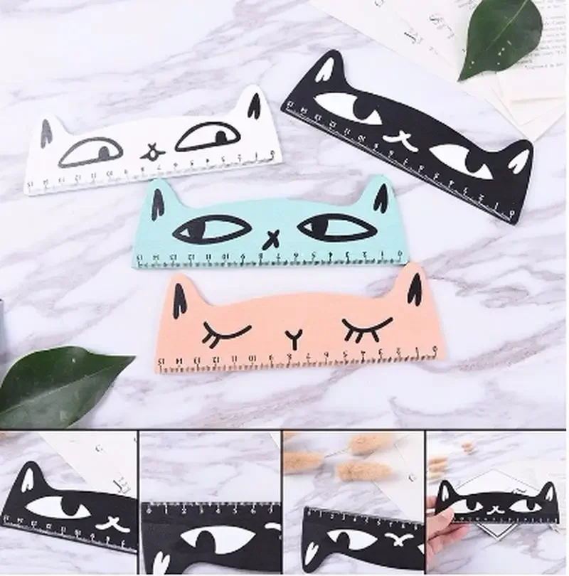 

1Pc Lovely Cat Shape Ruler Mini Animal Straight for Kids School Supplies