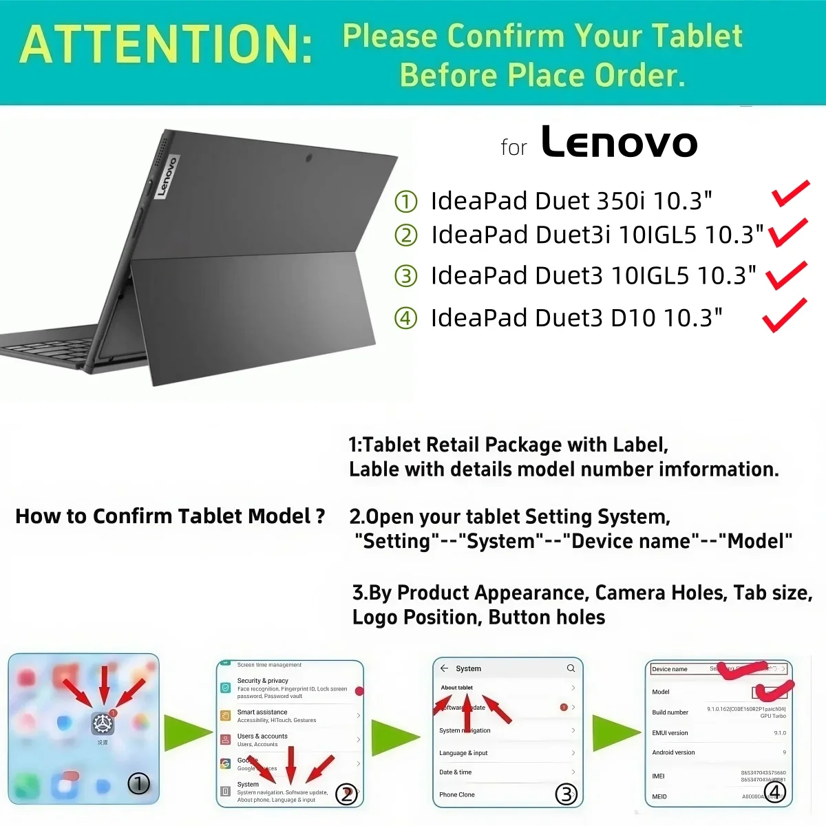 Premium PU Leather Folio Stand Cover for 10.3'' 2-in-1 Laptops