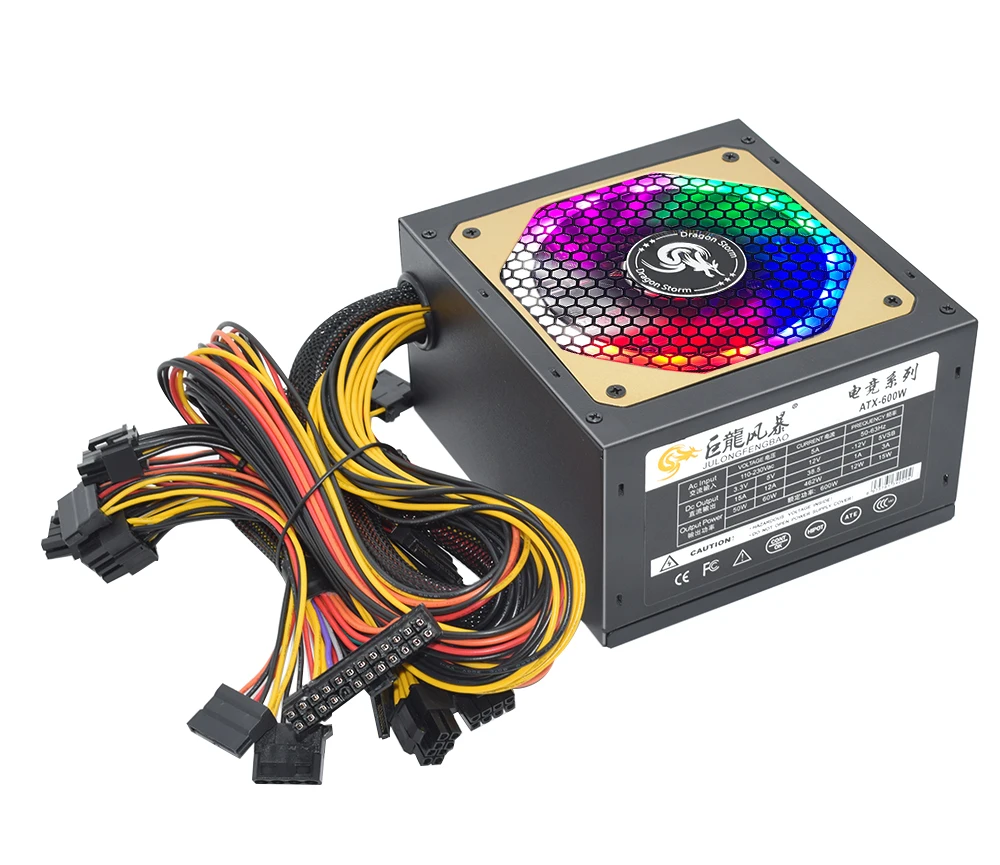 600W, 110-230V, RGB, 12V, PC, PSU, 150*140*85mm,