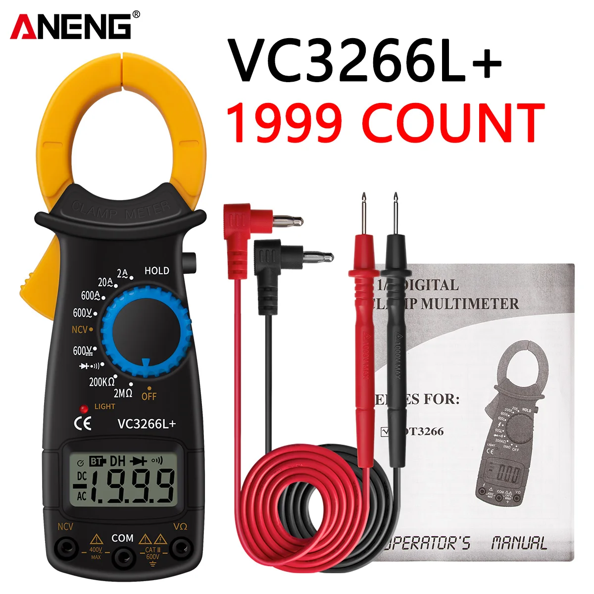 Digital Clamp Meter AC DC Current Voltage Multimeter Temp Volt Amp Tester Digital Clamp Meter AC DC Current Voltage Multimeter Temp Volt Amp Tester