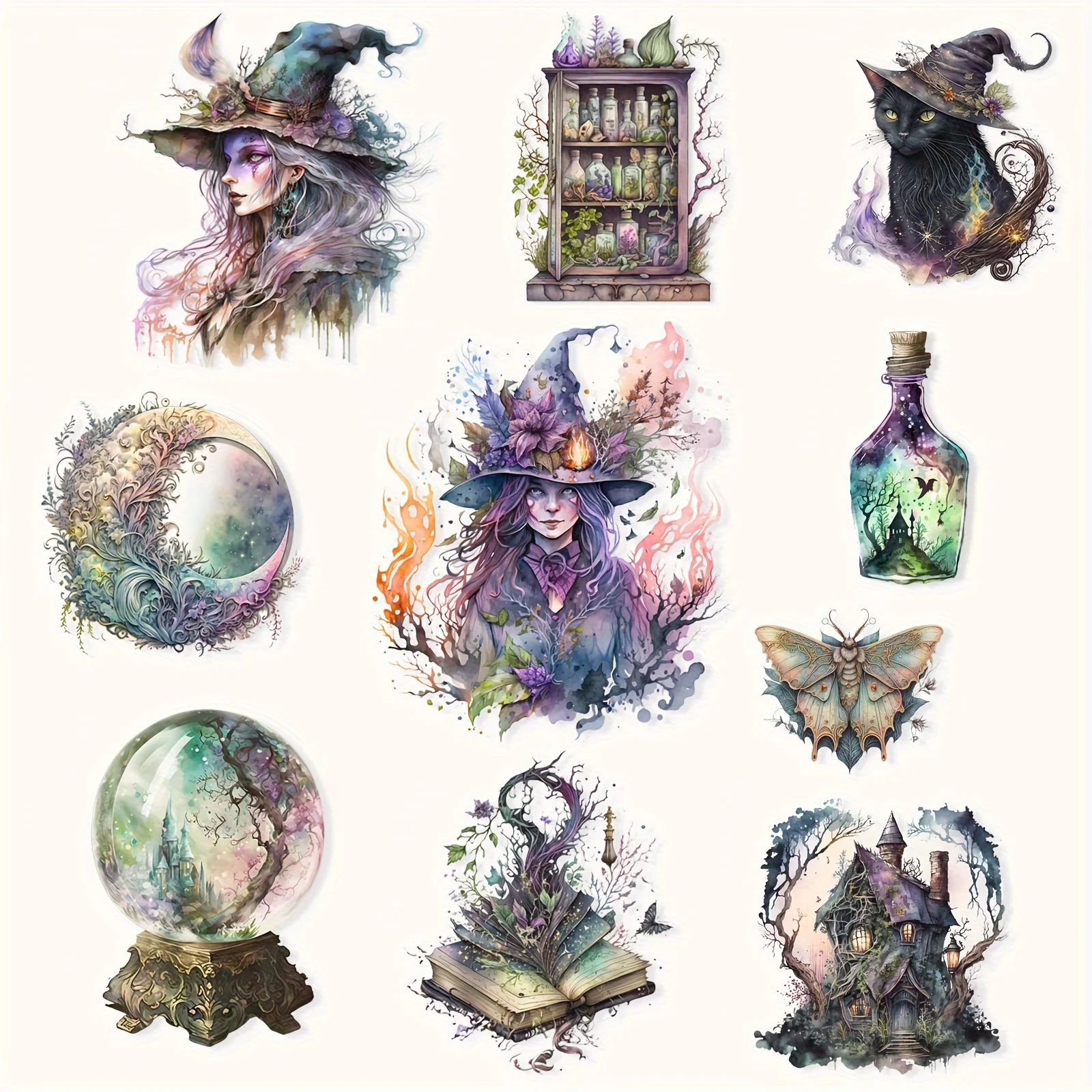 JAIIMAN 99pieces Vintage Magic Self-adhesive Stickers for DIY Crafts Scrapbooking Supplies Journals Water Bottle self adhesive stickers