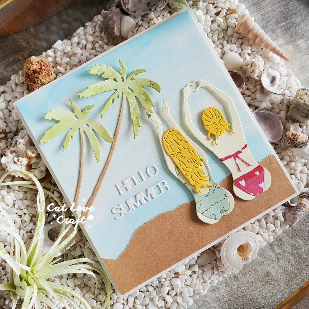 Catlove Sommer Zurück Silhouette Metall Schneiden Stirbt Scrapbooking Form Schablone Stanzen Karte, Der DIY Handwerk Präge Neue Stirbt – Detail 23