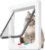 TONG Dog Cat Flap Door with 4 Way Security Lock Flap Door for Dog Cats Kitten ABS Plastic Small Pet Gate Door Kit Cat Dogs Flap