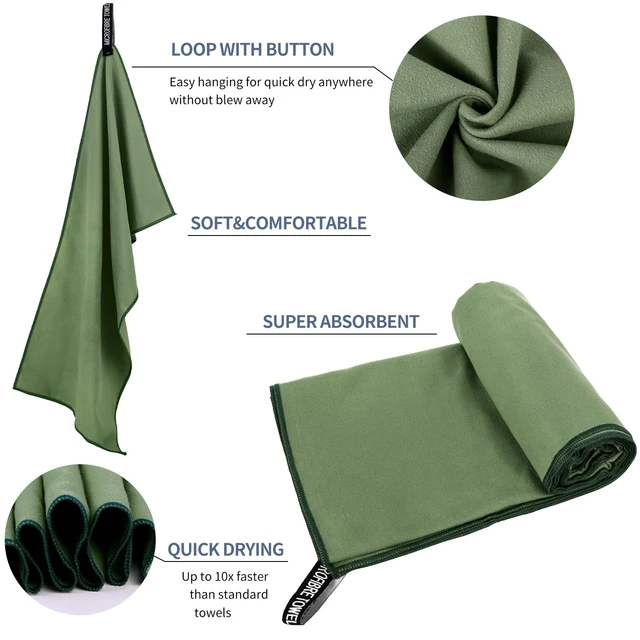 2 PCS Compact Microfiber Towel 38x38cm & 40x80cm High Absorbency Quick Dry Lightweight  Face Hand Fitness Suitable Travel 2