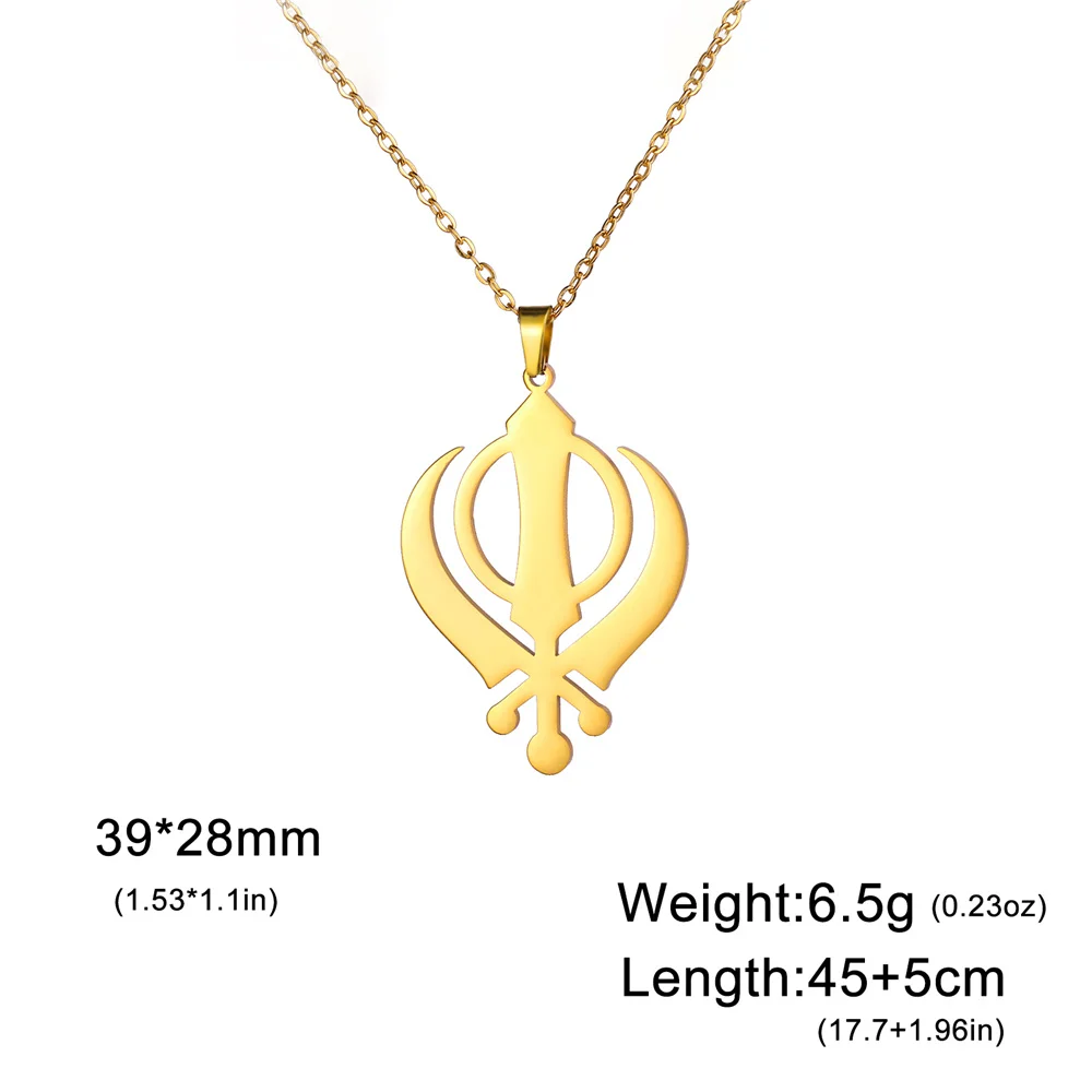 EUEAVAN Collana Classica con Simbolo Sikh per Donne e Uomini, Collane Khanda Sikh in Acciaio Inossidabile, Gioielli Amuleto di Protezione Religiosa  36