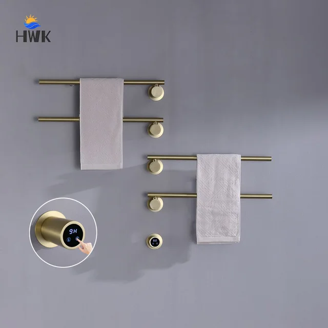 ราวแขวนผ้าเช็ดตัวไฟฟ้าสีทองขัดเงา ควบคุมอุณหภูมิและเวลาผ่านระบบ Tuya WiFi ติดตั้งแบบซ่อน พร้อมระบบทำความร้อน 1