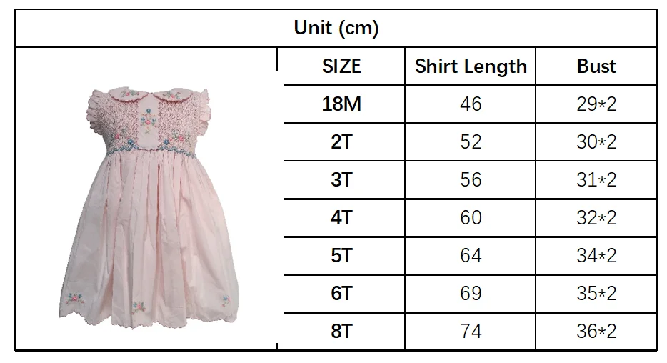 Girls Smocked Dress Classic Pink Cotton Flower Embroidery Handmade 18m-8T Vintage Princess Dress Children Boutique Clothing 6