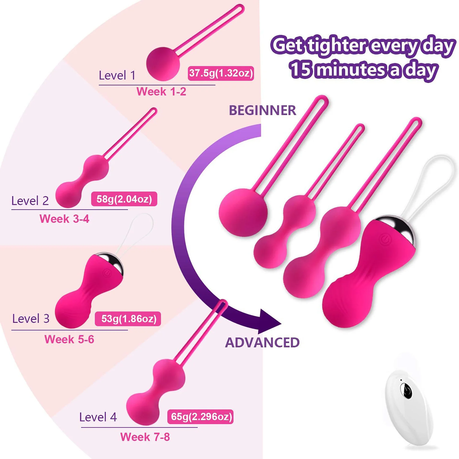 Vaginal Chinese Balls Set Silicone Kegel Trainer for Women Remote Control Vibrator Female Masturbator Pelvic Muscle Exercise Sex