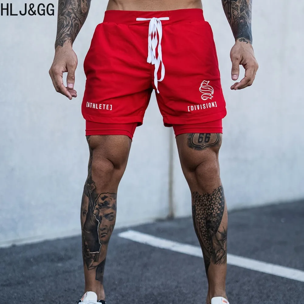 HLJ&GG Summer Mens Mesh Breathable Shorts High Quality Double-deck Jogging Quick Dry Shorts  Casual Fitness Workout Male Shorts