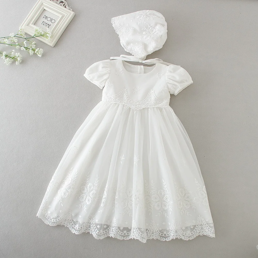 Baby Infant Girls Ivory Long Party Christening Gown with Bonnet 12-18  months NEW - Dresses