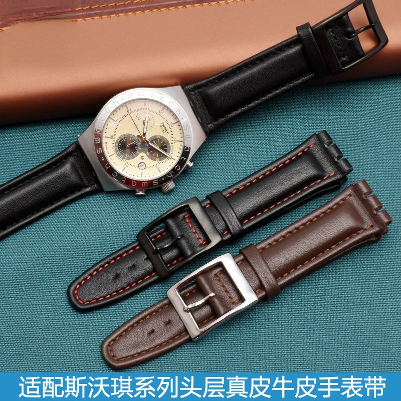 Fit Swatch Swatch Yis415/414/402 Orologio Da Polso Da Uomo E Da Donna Concavo-Convesso Cinturino In Pelle 17Mm