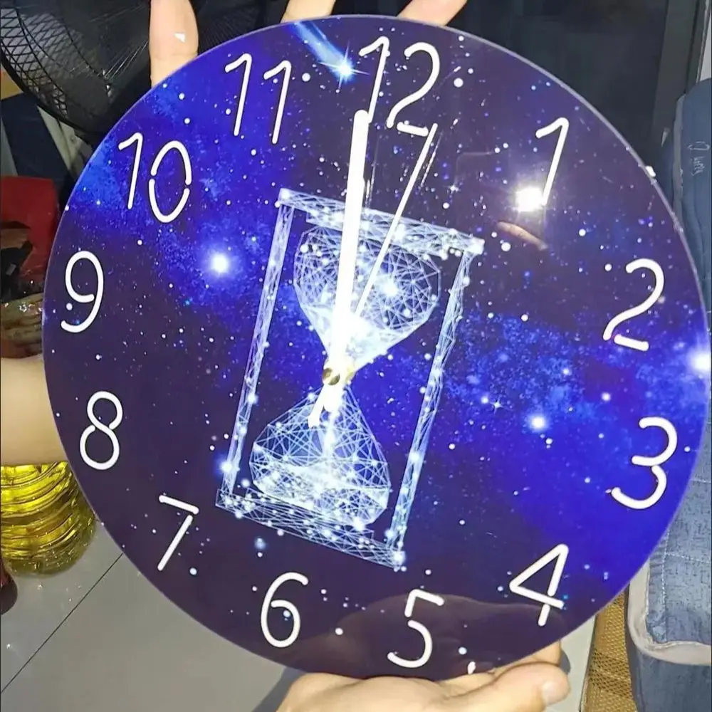 12 Inch Silent Quartz Hourglass Scenery Wall Clock Round Digital Modern Wall Clock Not Ticking Bedroom Living Room