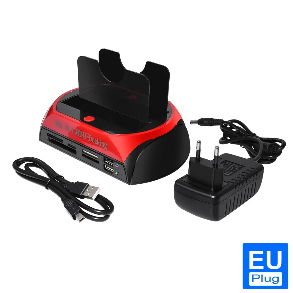 Usb 2.0 לנהיגה sata קשיח sata dock כל אחד בתחנת עגינה כונן קשיח אחד מפרץ כפול 2.5 "3.5" esata עם קורא כרטיסים