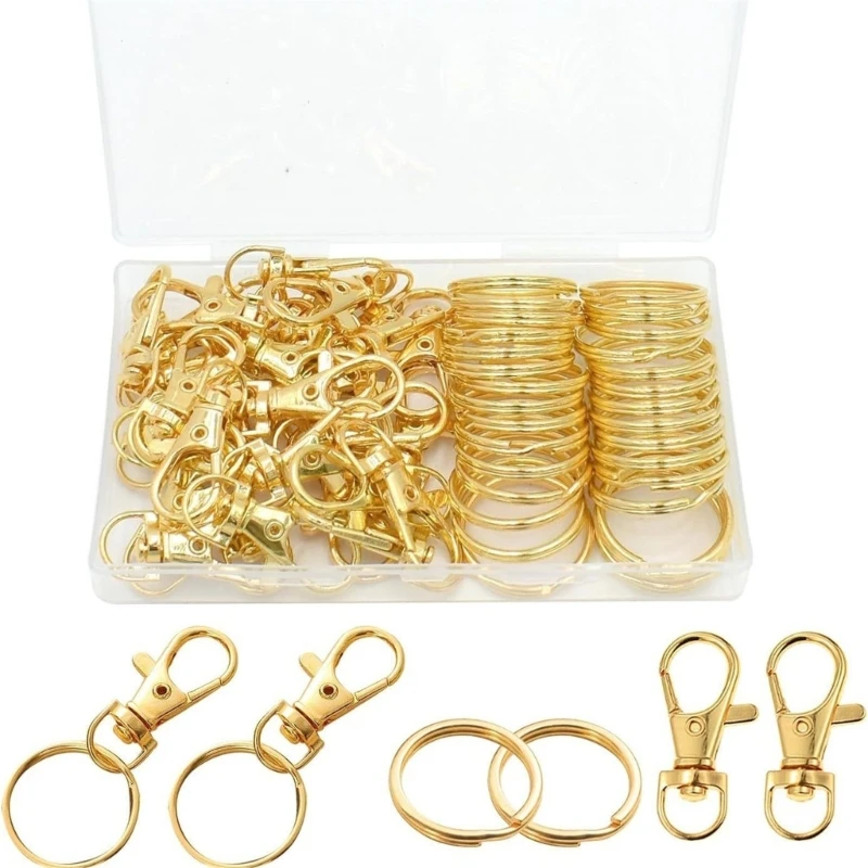 

60pc Clasps with Key Rings Key Chain Clip Hooks Lobster Claw for Keychain