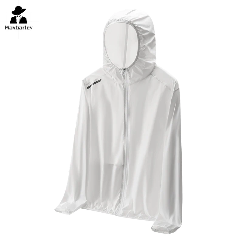Lightweight Jacket Men's Summer Reflective Strip Mesh Breathable Hooded Sunscreen Casual Running windbreaker Ultra-thin Jacket
