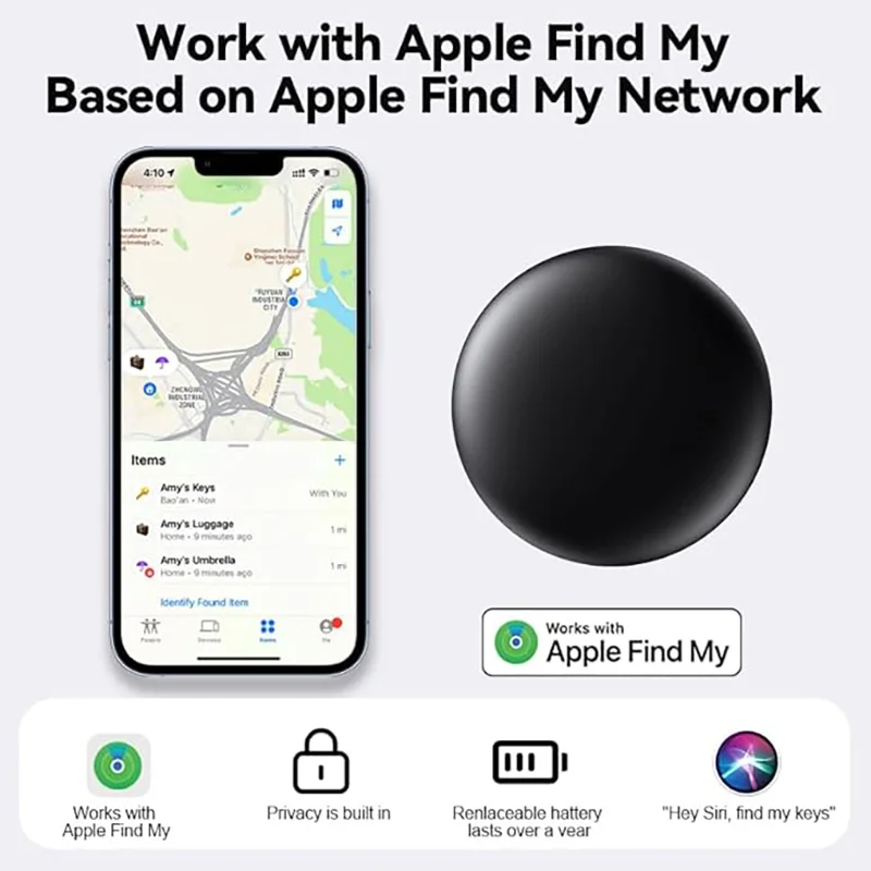 Bluetooth Tracker 4-Pack with Replaceable Battery - Black