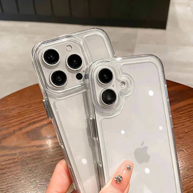 Original Clear Acrylic Phone Case For iPhone 17 Air 15 14 13 12 11 16 Pro Max Plus Transparent Shockproof Protector Back Cover 4