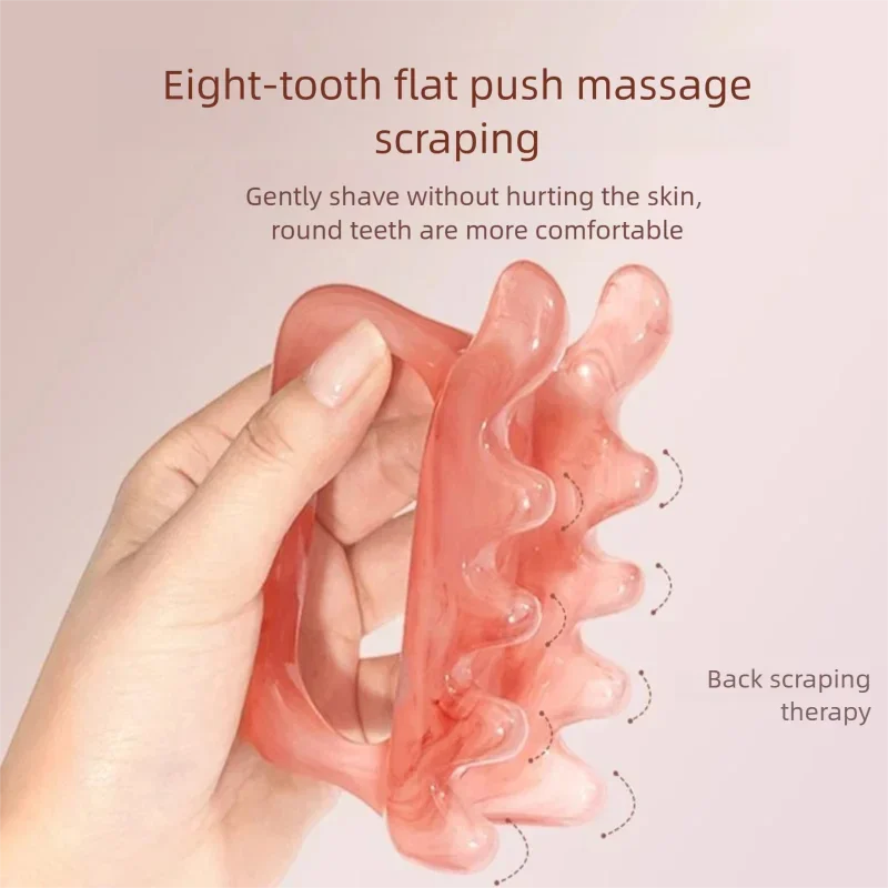 Guasha Tool Tooth Gua Sha Massagers for Body Back  Neck Double Row Resin Beeswax Amber Spine Waist Shoulder Massage Scraper