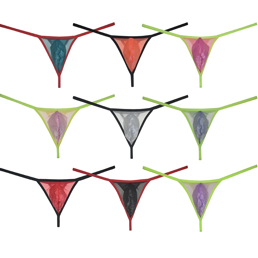 Sexy Men's Sheer Glass Yarn Bikini Thong Underwear Slim Pouch Hipster G-string Ropa Interior Hombre Tangas Support and Comfort