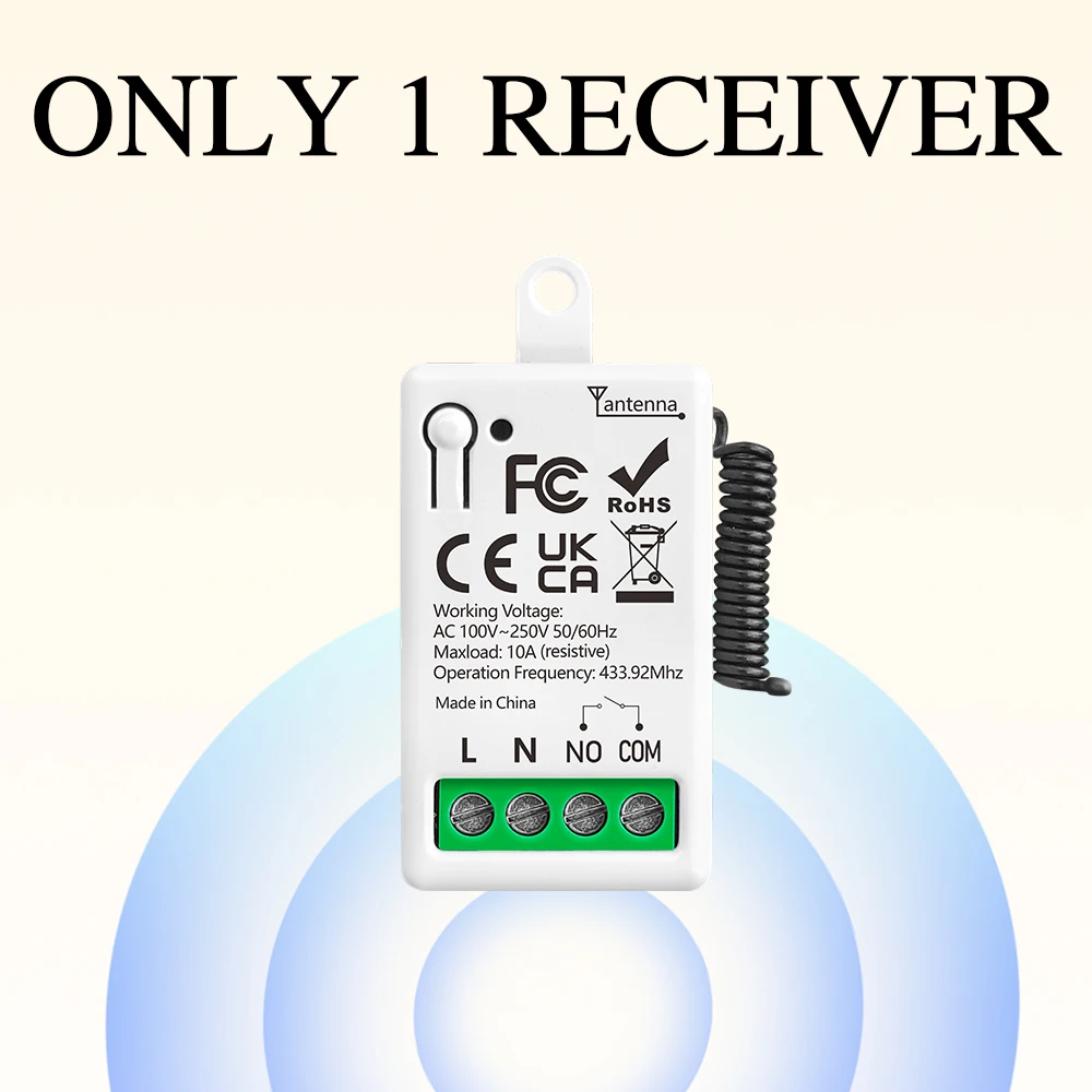 ตัวเลือกสินค้า รีโมทไร้สายควบคุมสวิตช์ไฟ 220V 10A สำหรับ DIY โคมไฟและโรงรถ