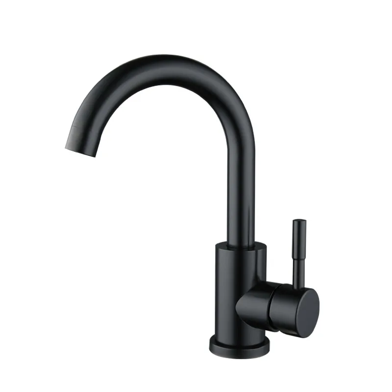

304 Stainless Steel Black Basin Faucet Hot and Cold Countertop Basin Face Wash Basin Bathroom Black Faucet