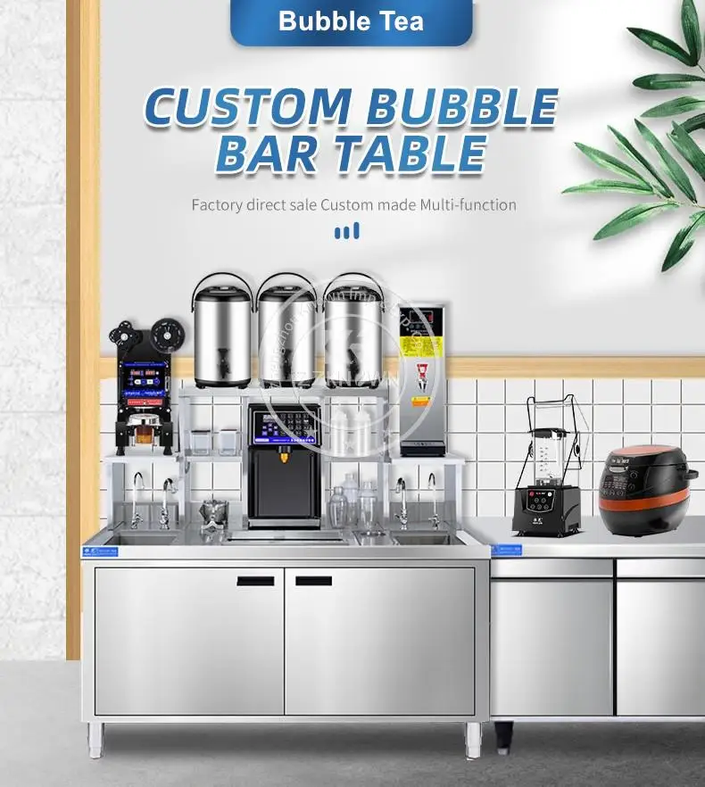 

Factory Offered Various Sizes Of Bubble Tea Preparing Working Station Table Counter