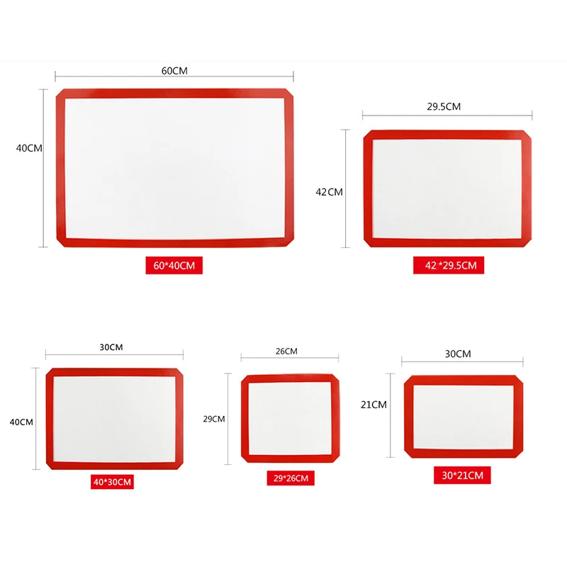 Non-Stick Silicone Baking Mats Cookie Pad Rolling Dough Mat High Temperature Resistant Glass Fiber Oven Mat Batter Flour Fondant
