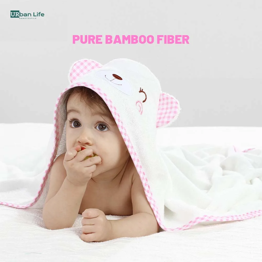 URBANLIFE 600 GSM Bamboo fiber washcloth Baby hooded wrapping bath
