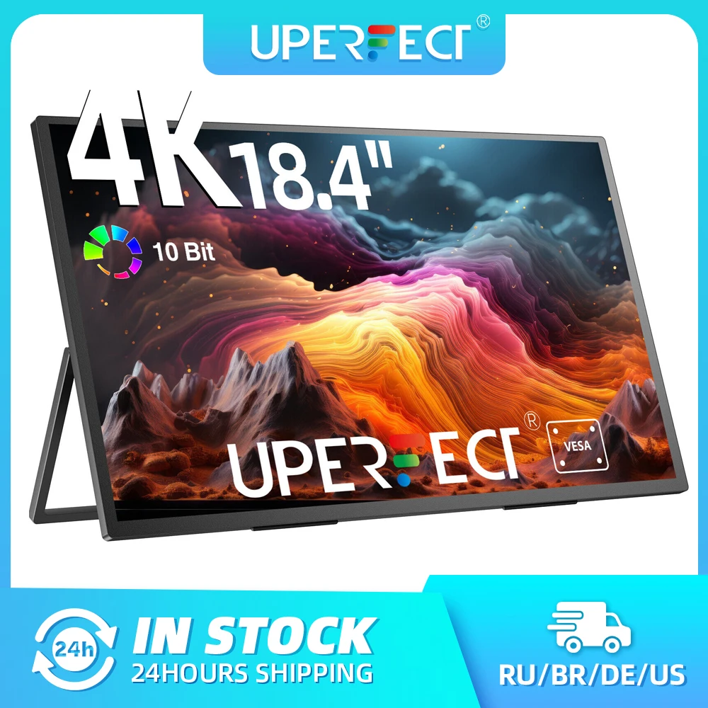 

UPERFECT 18 Inch UHD Portable Gaming Monitor 4K Display HDMI USB C FreeSync HDR Laptop with VESA Second Screen For Steam Desk PC