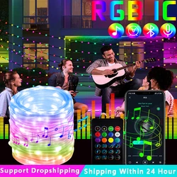 5-30M RGB IC LED Fairy String Lights With App One To One Control USB Powered Festival Party Garland Light For Indoor And Outdoor
