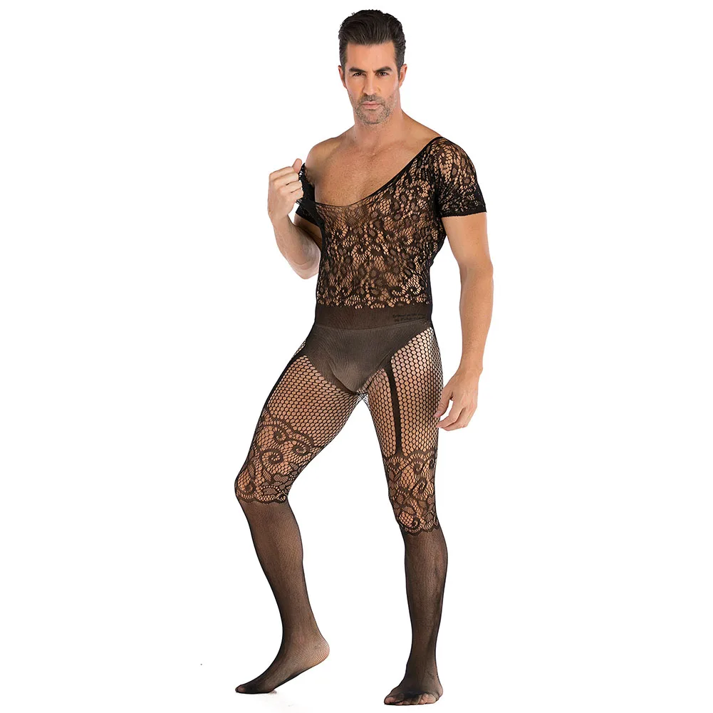 

Fishnet Bodysuit Lingerie Sexy Lingerie Mens Pantyhose Clubwear Full Body Stockings Sissy Jumpsuits Gay Nightwear Uniform Pants