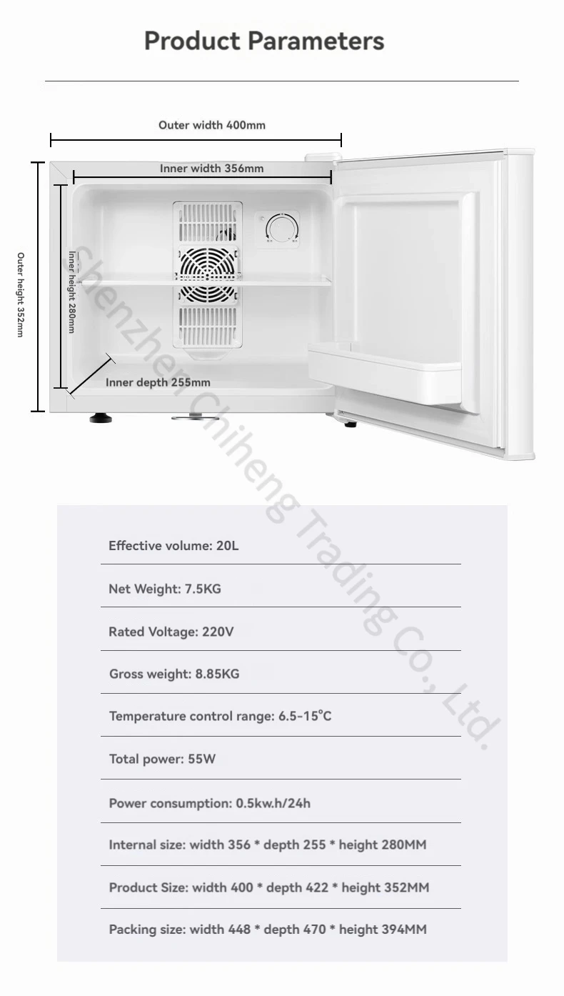 Refrigerator For Home Hotel Office Fresh Cabinet Air-cooled Single Door Small Refrigerator 20L Household 220V