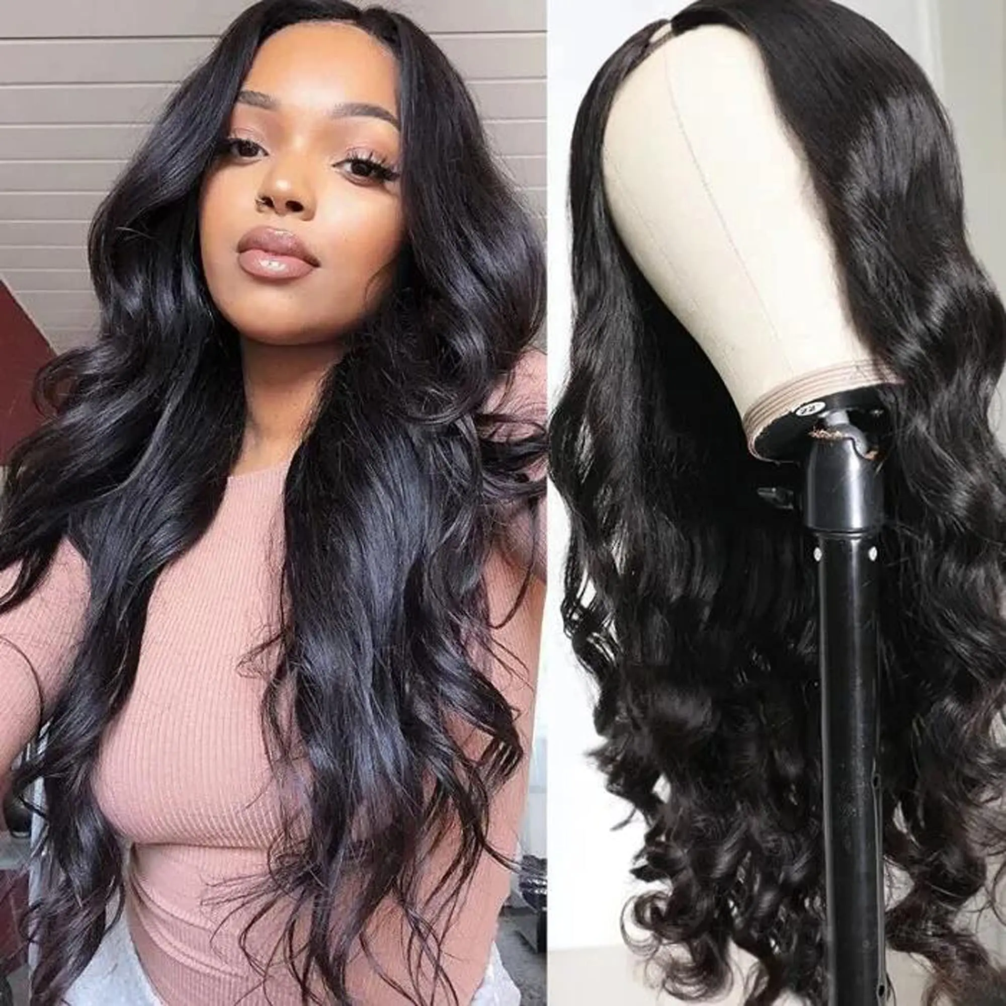 

Body Wave U Part Human Hair Wig Brazilian Human Hair Wig No Glue No Leave Out Glueless V Part Human Hair Wigs for Black Women