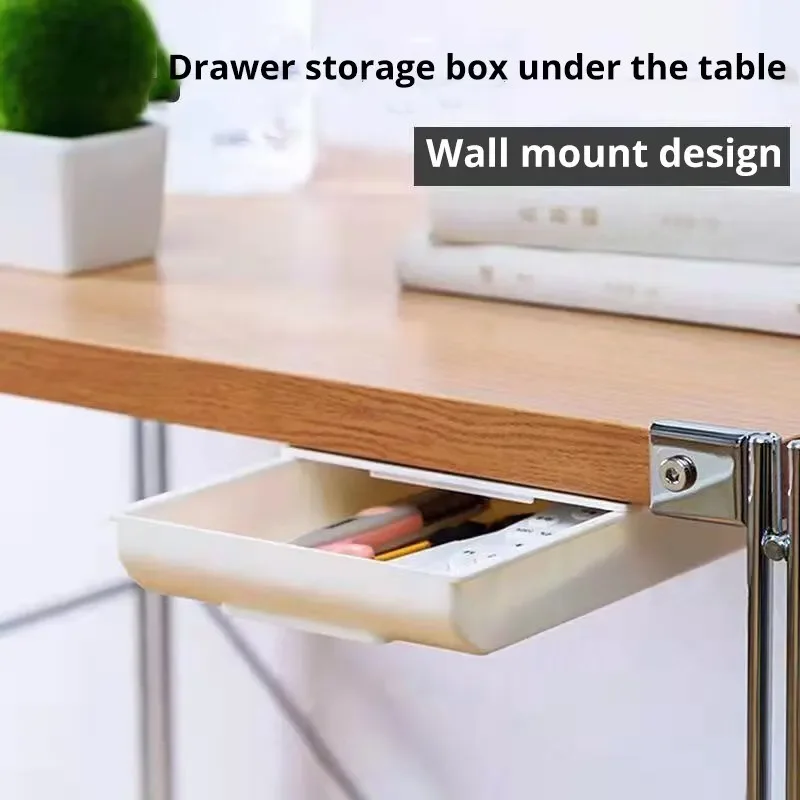 Self Adhesive Storage Box 1PCS White SelfAdhesive Storage Drawer Box Makeup Pencil Tray Desk Hidden Under Stand