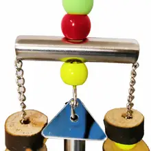 

Hanging Parrot Parakeet Swing Bell Toy Bird Perch Bar Colorful Beads Cage Decor
