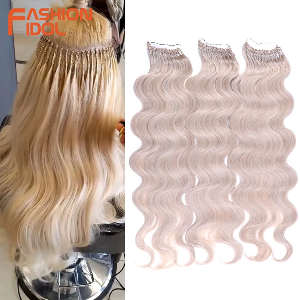 FASHION IDOL 24 Inch Body Wave Crochet Hair Synthetic Goddess Crochet Braids Natural Wavy Ombre Blonde