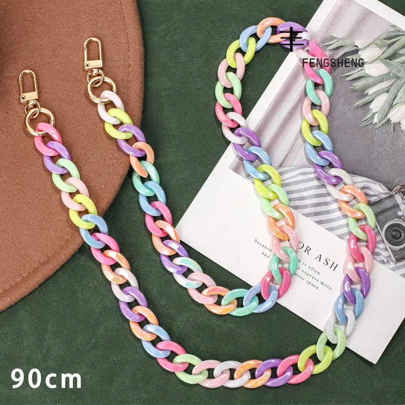

30/60/90/120cm Acrylic Bag Chain Strap Colorful Replacement Women Crossbody Shoulder Handbag handle Purse Chain Bag Accessories