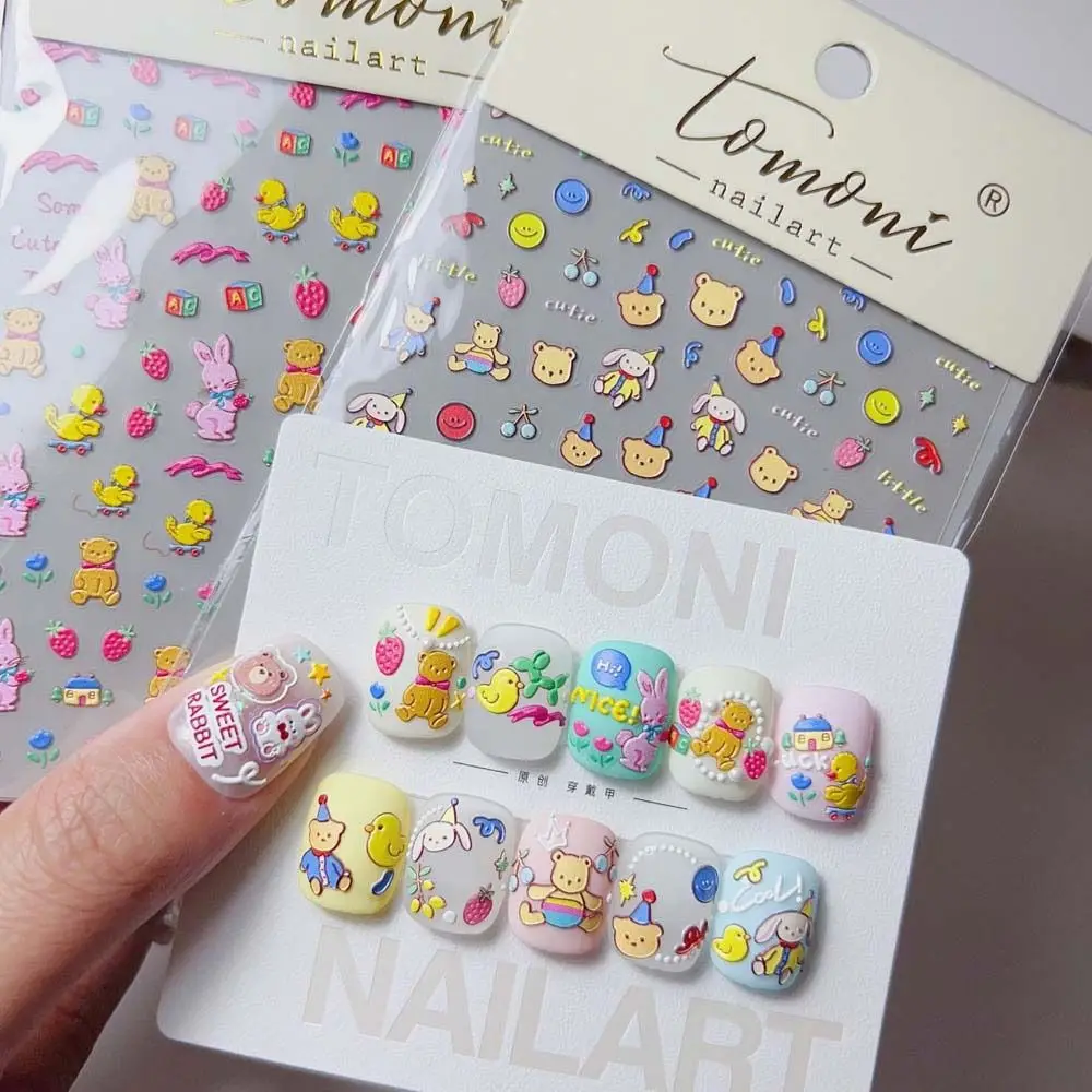 

3D Cartoon Bear Nail Sticker Cute Rabbit Japanese Rabbit Flower Sliders for Nail Art Decorations