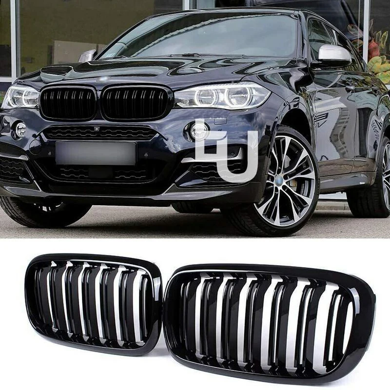 

PAIR FOR BMW F15 F85 X5 F16 F86 X6 KIDNEY GRILL GRILLE GRILLS GLOSS BLACK 2014 +
