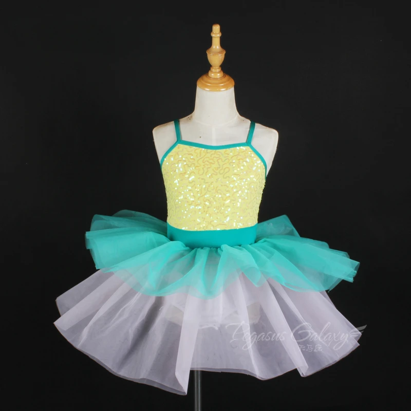 

girls yellow sequins ballet jumper dress stage show performance ballet dance costume for women ballerina adult dancing clothes